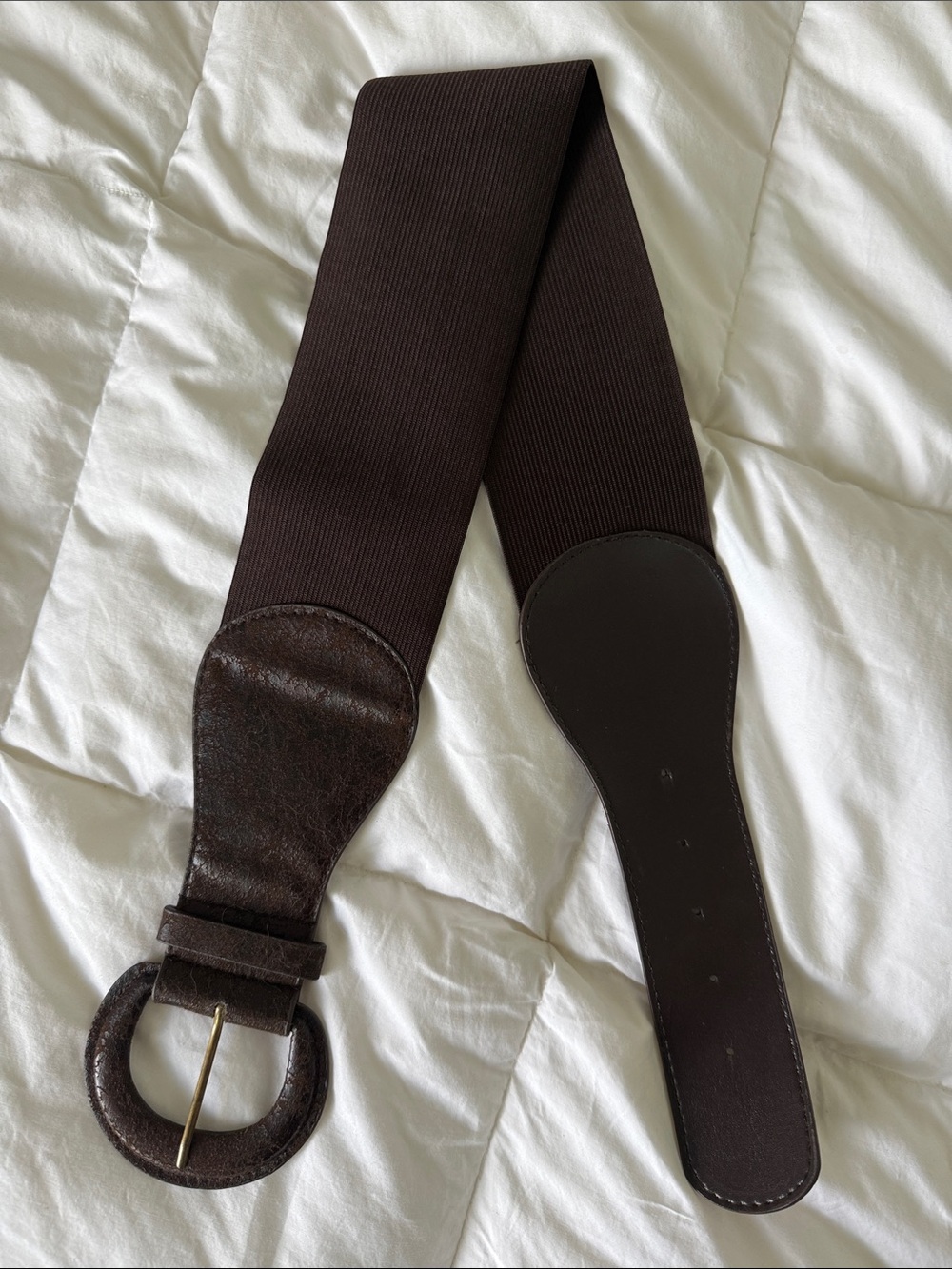 Stretch Wide Waist Belt in Dark Brown Women’s Small